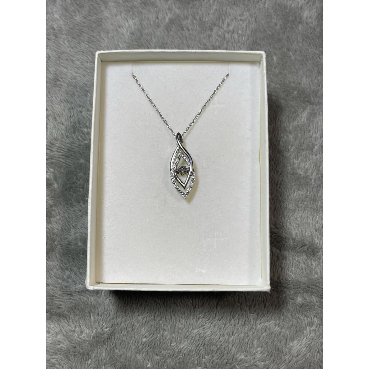 Sterling Silver 925 Floating Diamond Pendant Necklace 18